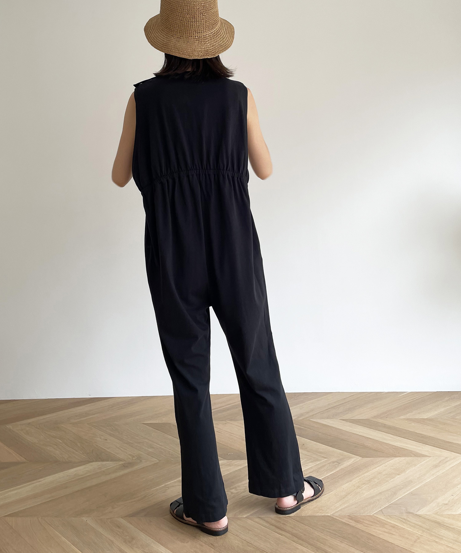 即完売【CANAL JEAN】arc(アーク) ノースリ無地ジャンプスーツ キャナルジーン CANAL JEAN arc(アーク)ノースリ無地ジャンプ