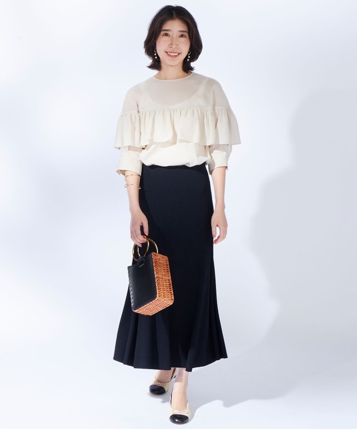 セール】【WEB限定】コットンシフォン フリル ブラウス