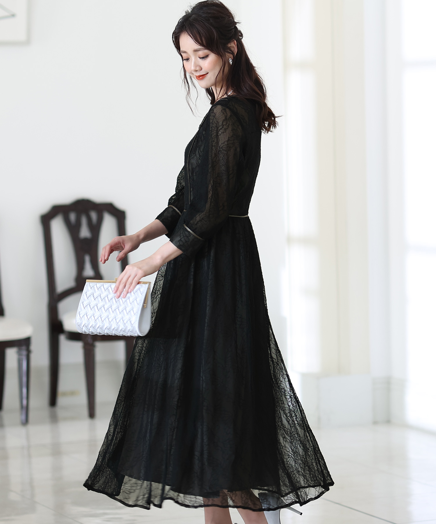 【PourVous】フロントカットデザイン総レースワンピース PourVous｜総レースAラインワンピース | Rakuten Fashion(楽天