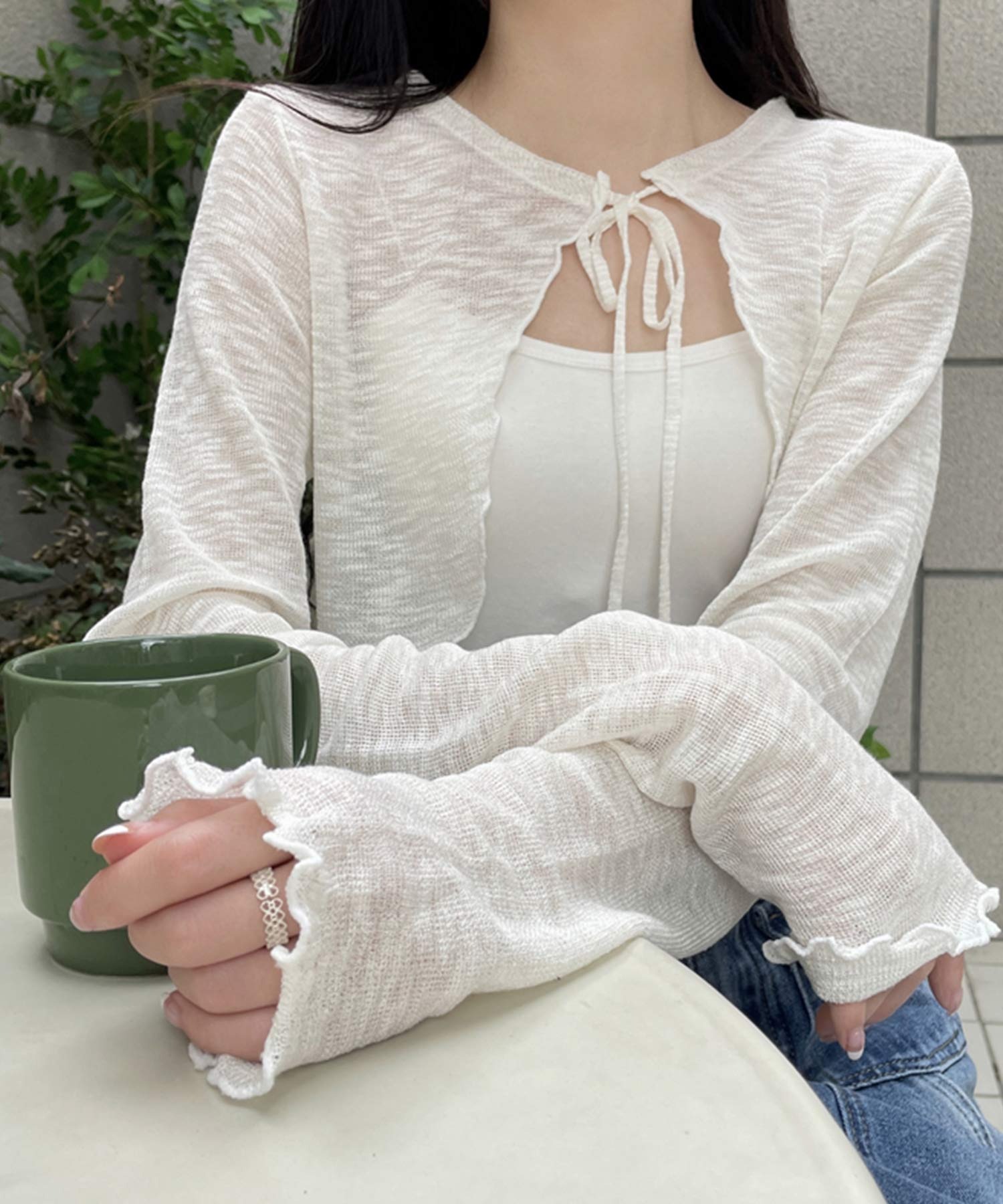 真秀ろば※購入後必ずコメント願います 様　カーディガン 袖チュールWジップ裏毛カーディガン