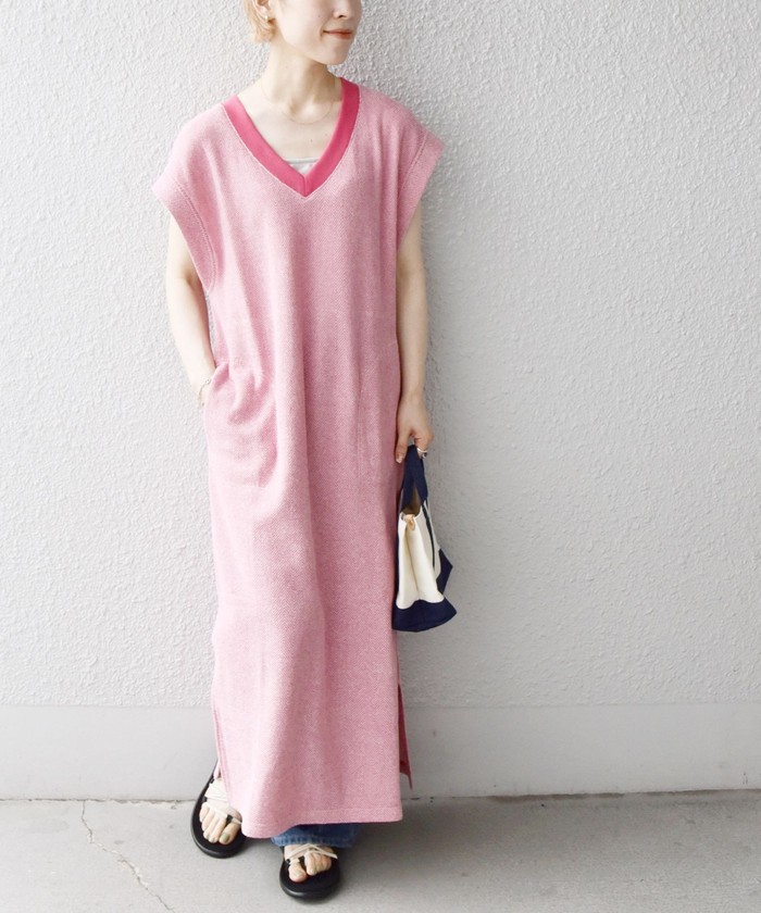国内発送/新作☆DABUWAWA☆Vネック フェイクラップ ワンピース☆ セール 30%OFF】SHIPS any:〈ウォッシャブル〉ドライ ループ V