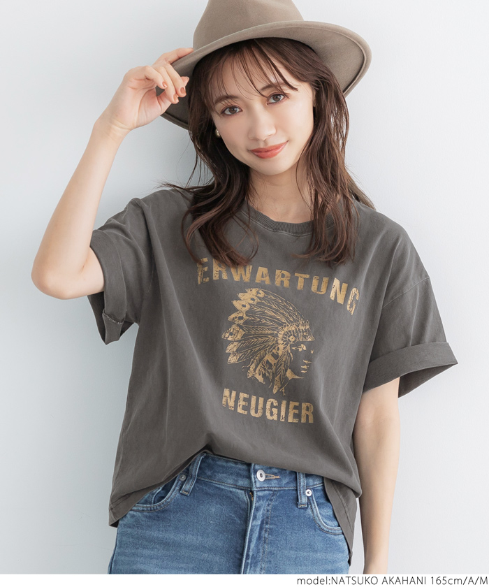アイコニック ICONIC レディース半袖Tシャツ ワインカラー 新品 アメリカ製 古着風ピグメント英字プリントTシャツ(504710684) | コカ(coca