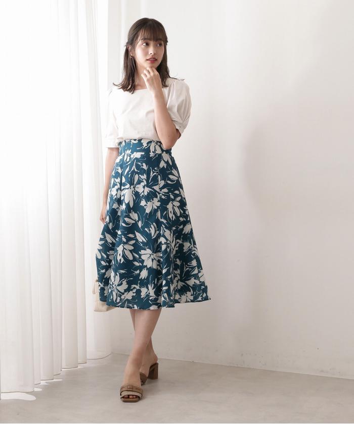 セール 50%OFF】サマーフラワーフレアスカート(504783876