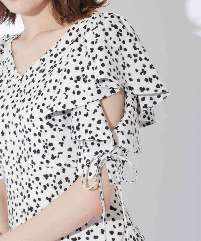 アニマルドット柄フリル袖ワンピース(504796051) | AND COUTURE