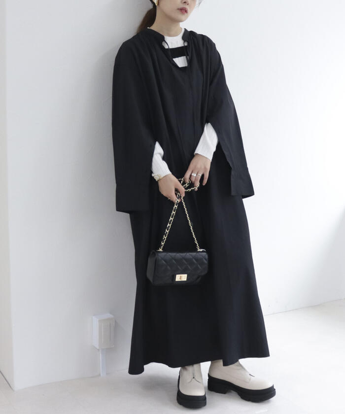 セール 50%OFF】袖スリット開きシャツワンピース(504782039
