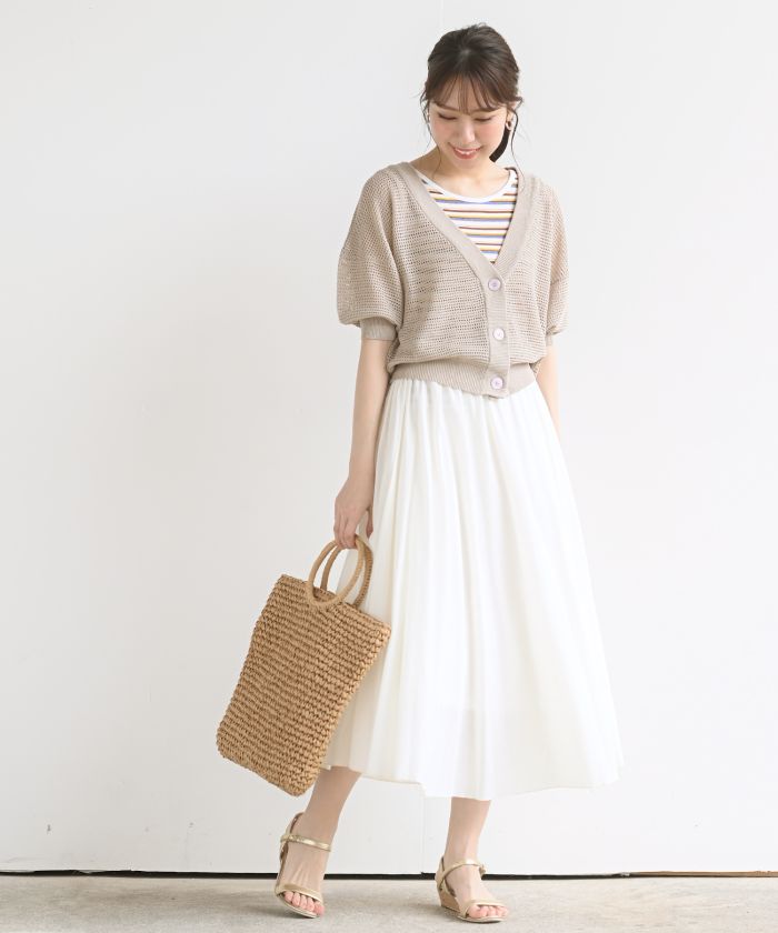 リナシメント RINASCIMENTO ショートニットカーディガン （Beige） ショートリブニットカーディガン / GRACE CONTINENTAL | GRACE