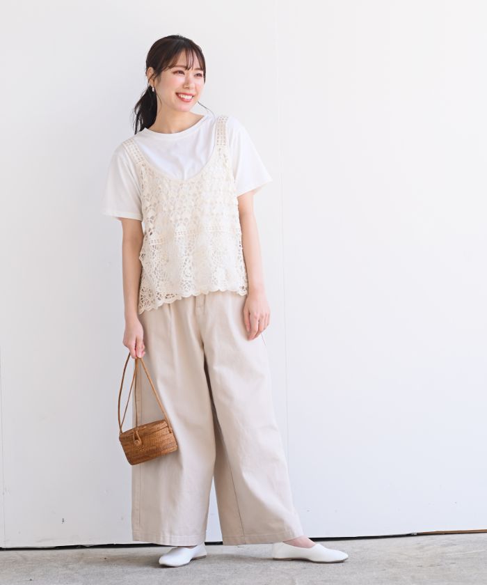 ATELIER NAIN ビスチェ付きシャツ Tシャツセットカギ針ビスチェアンサンブル(504800385) | アール