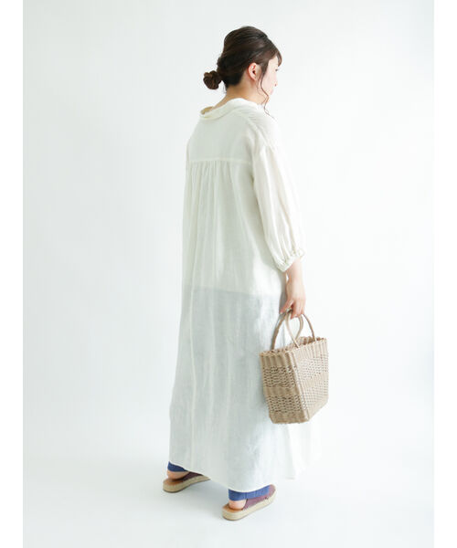新品　SM2☆モカ／リネンパフスリーブシャツワンピース 新品 SM2☆モカ／リネンパフスリーブシャツワンピース