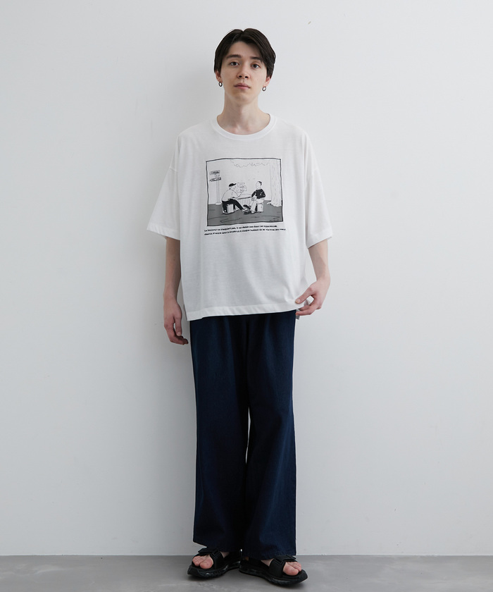 PontaパスTシャツ Lサイズ きゅーすと ＆ビッグプリント オーバーサイズTシャツ＜ホワイト＞(S