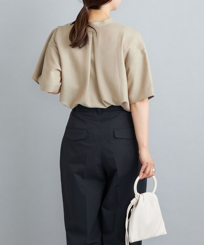 セール 50%OFF】〈手洗い可能〉ケープデザイン半袖ブラウス