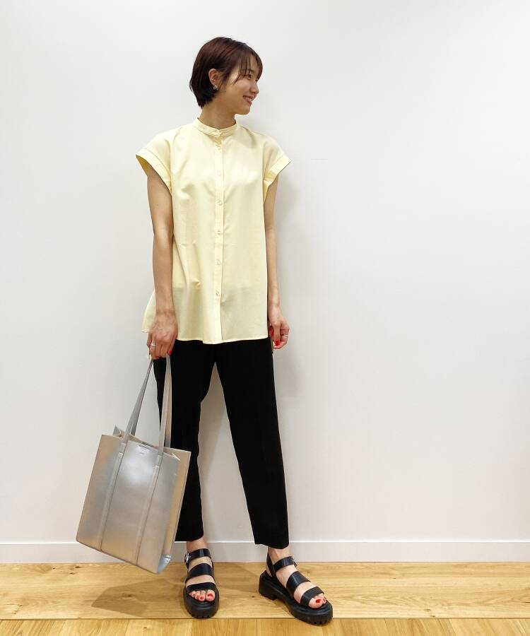 セール70%OFF】リネンライク バンドカラーロングブラウス【WEB限定