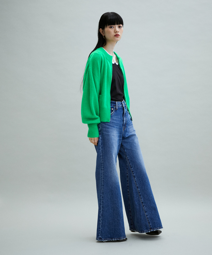 アダムエロペ　FOX WOOL カーディガン　グレー セール】【WEB限定(一部店舗展開あり)】FOX WOOLミックスジップ