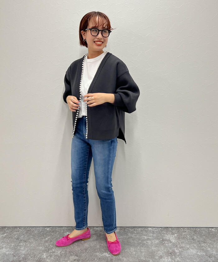 美品 NOLLEY'S ノーリーズ パール 片畦カーディガン ネイビー M セール】パール付片畦カーディガン(504797173) | ノーリーズ