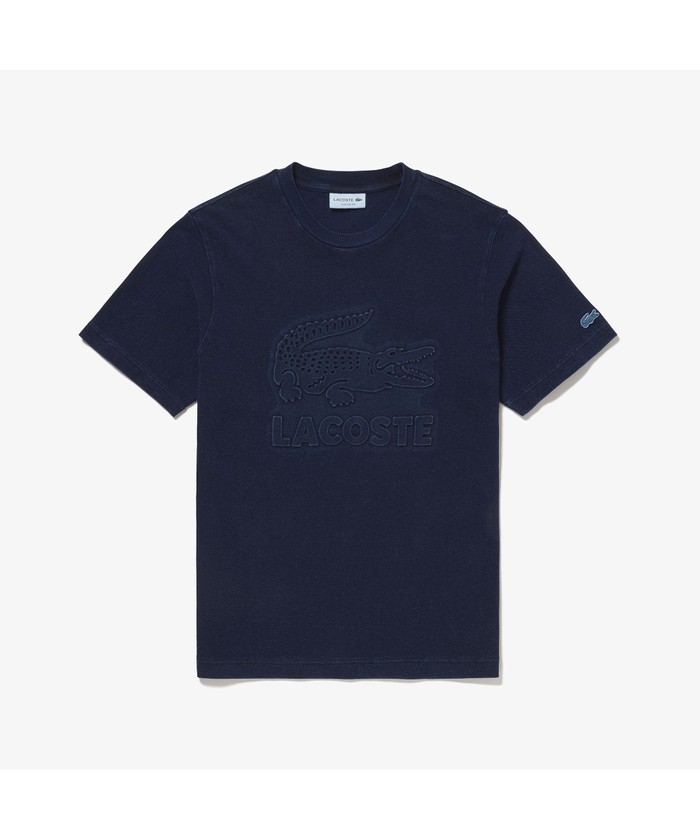 ラコステ LACOSTE エンボスグラフィックインディゴ鹿の子地T