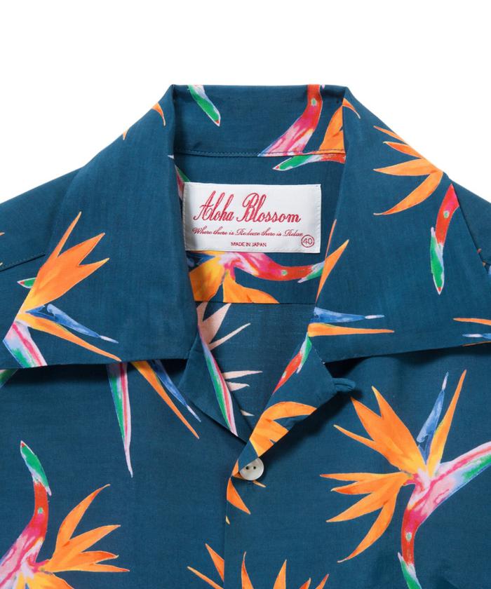 アロハブロッサム 極楽鳥花 BIRDS OF PARADISE シャツ 44 青 アロハブロッサム 極楽鳥花 BIRDS OF PARADISE シャツ 44 青