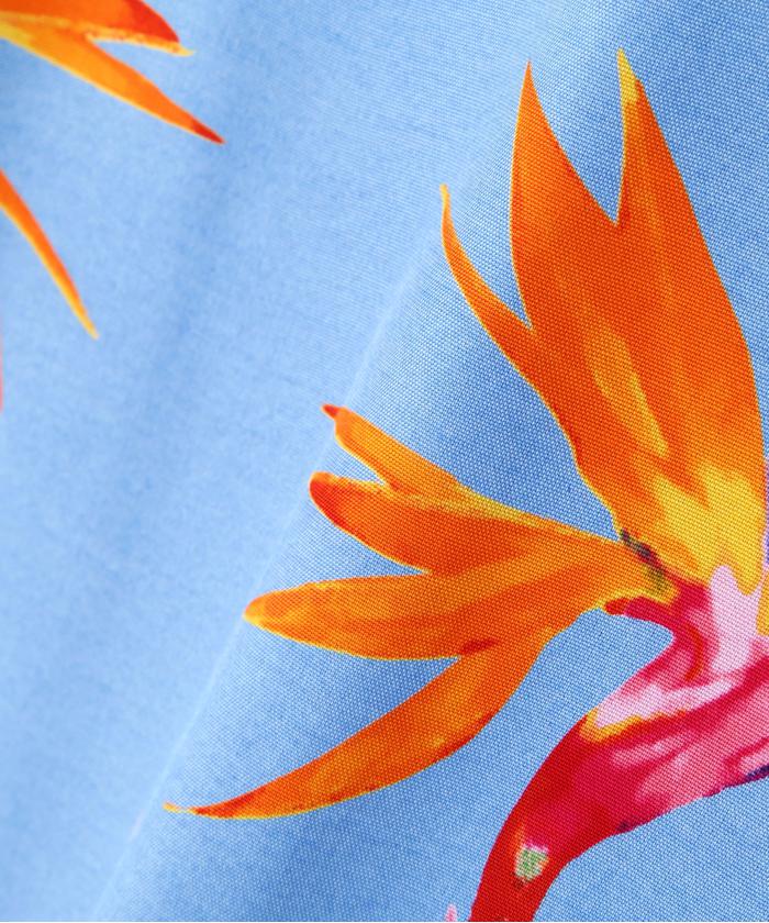 アロハブロッサム 極楽鳥花 BIRDS OF PARADISE シャツ 44 青 Aloha Blossom/アロハ ブロッサム/BIRDS OF PARADISE/バーズオブ