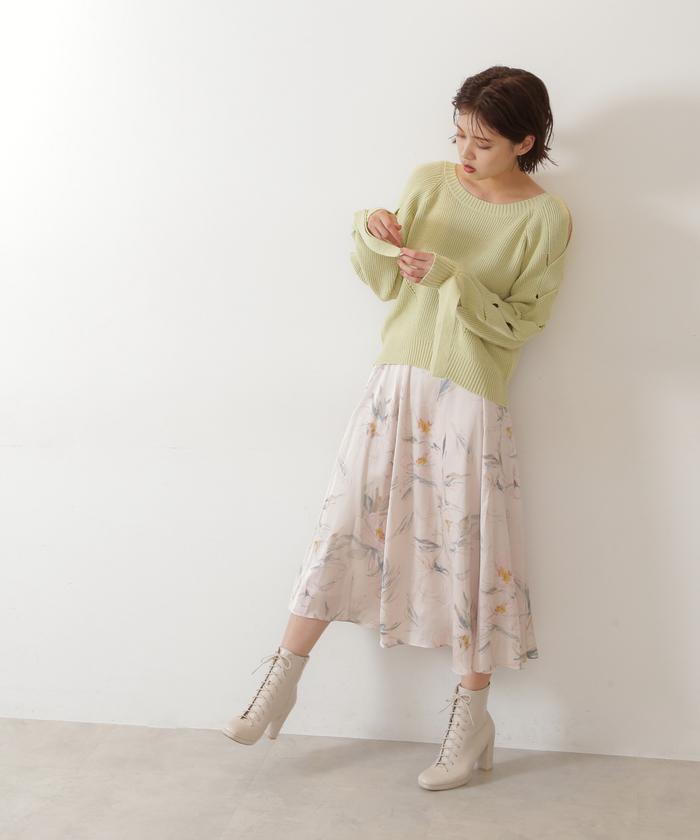 セール 50%OFF】ハンドドローイングフラワースカート(504811827