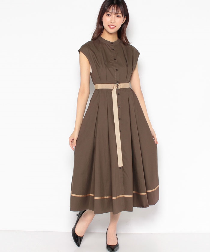 セール 25%OFF】ベルト付きバイカラーワンピース(504766029 セール 25%OFF】ベルト付きバイカラーワンピース(504766029