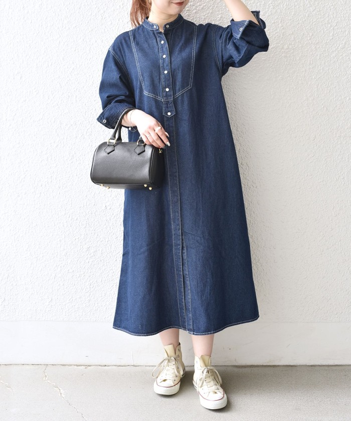SHIPS any:〈ウォッシャブル〉デニム ブザム シャツ ワンピース SHIPS any:〈ウォッシャブル〉デニム ブザム シャツ ワンピース