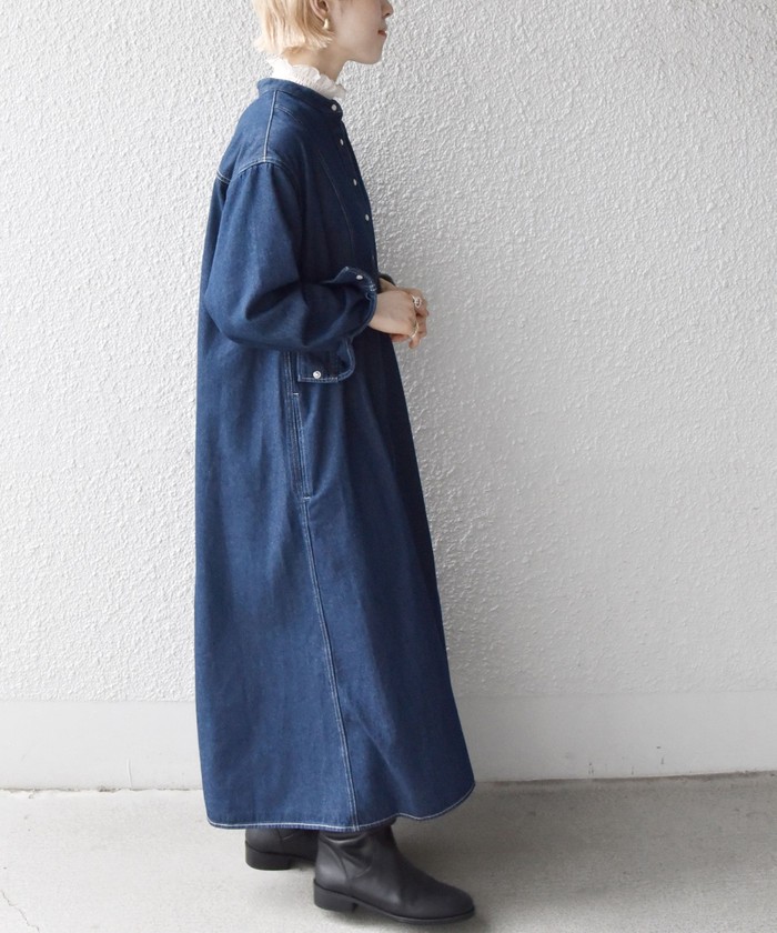 SHIPS any:〈ウォッシャブル〉デニム ブザム シャツ ワンピース SHIPS any:〈ウォッシャブル〉デニム ブザム シャツ ワンピース