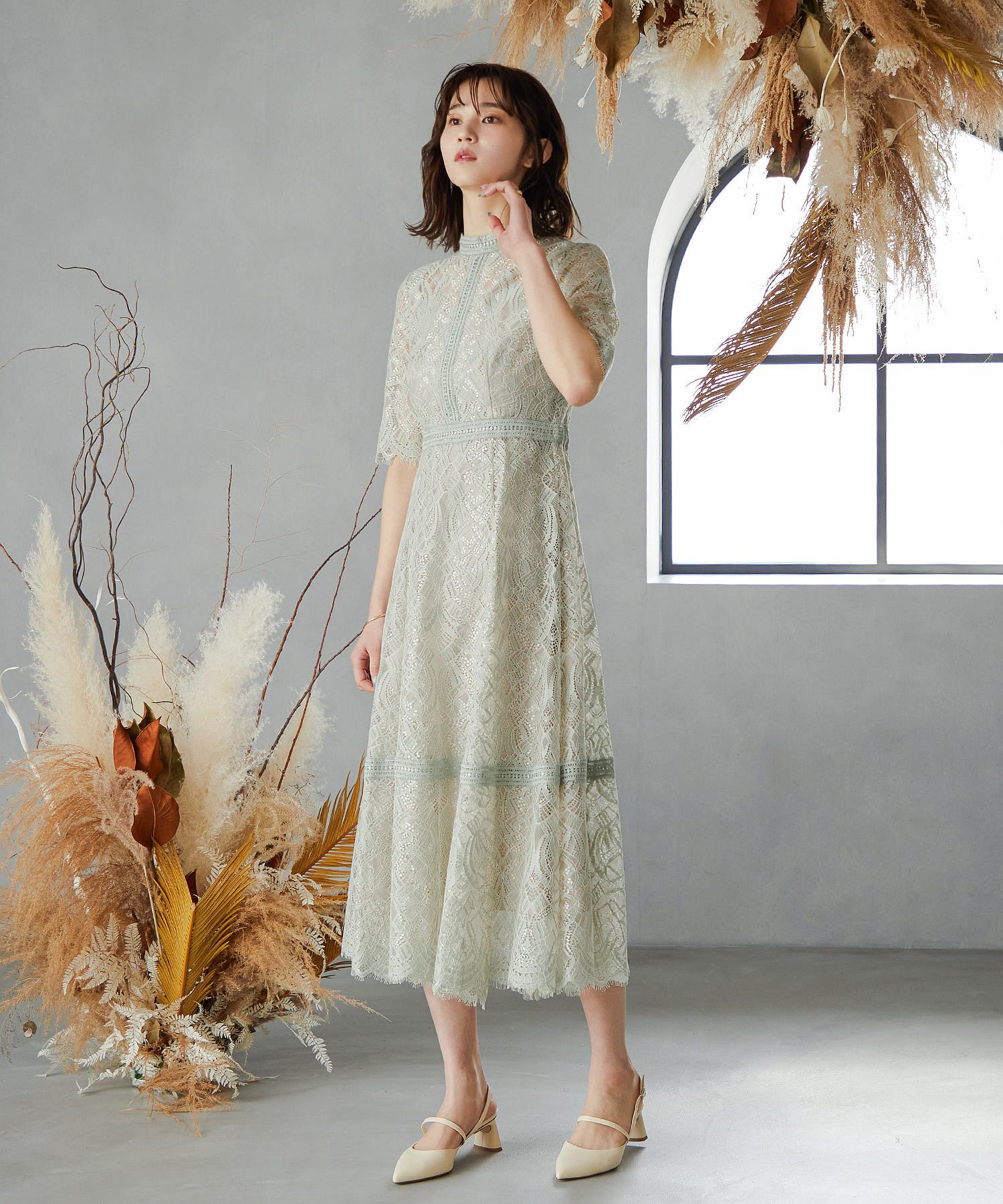 セール20%OFF】ニアナ niana 配色レース×ハシゴレース切り替え