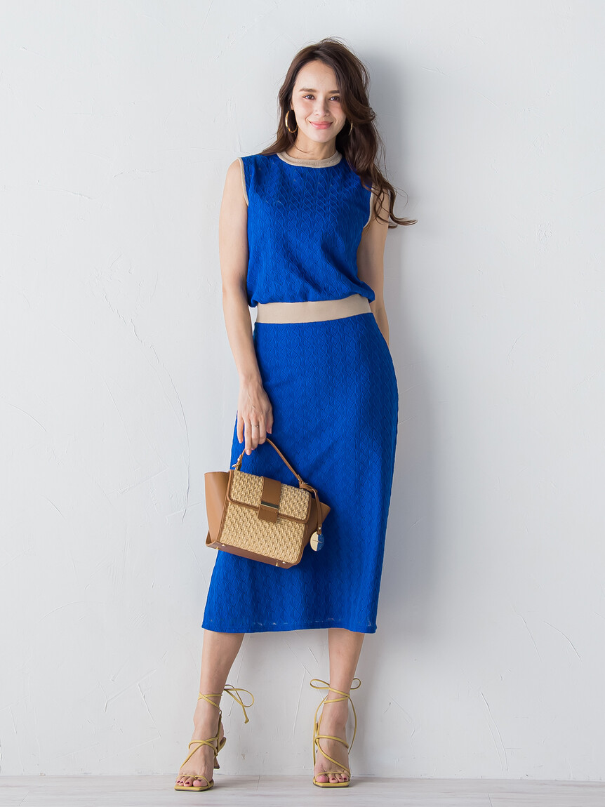 【美品】Viaggio Blu ビアッジョブルー ノースリーブワンピース　ブルー セール 40%OFF】ビアッジョブルー Viaggio Blu バルファスレース
