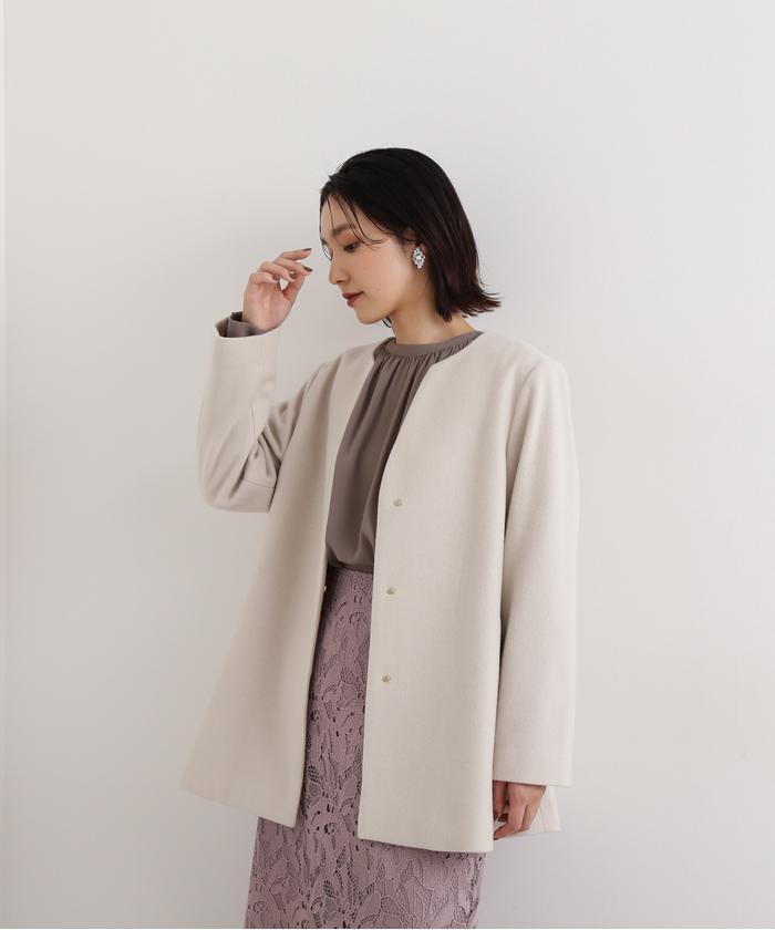 NATURAL BEAUTY BASIC ウーリーフォルムハーフコート NATURAL BEAUTY BASIC ウーリーフォルムハーフコート
