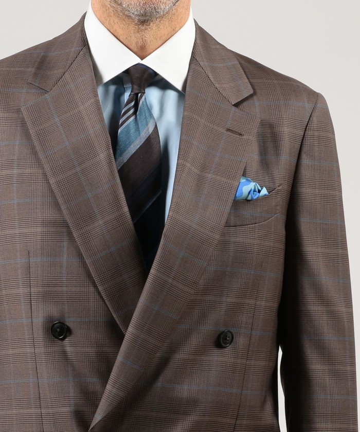 セール】ストレッチウール 4Bダブルブレステッドスーツ Dormeuil