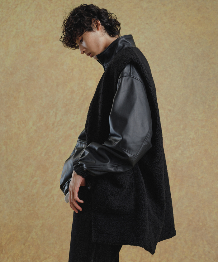 ADAM ET ROPE’ シープレザー CPOシャツUNISEX シープレザー CPO シャツ シャツブルゾン