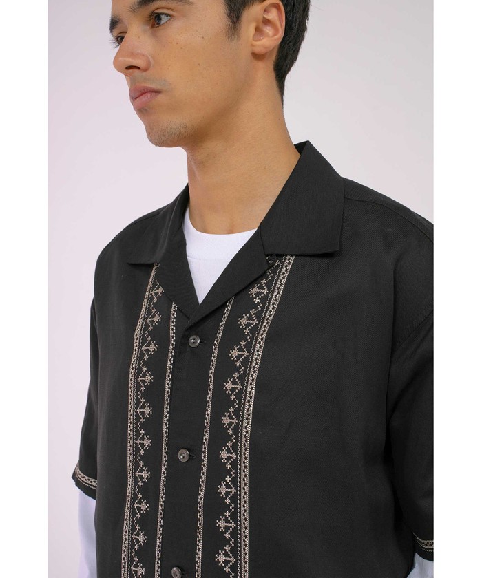 セール】＜monkey time＞ TWILL EMBROIDERY OPEN SHIRT/シャツ
