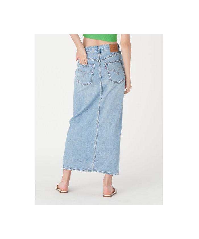 セール】スリット フロント スカート ライトインディゴ WORN IN セール】スリット フロント スカート ライトインディゴ WORN IN