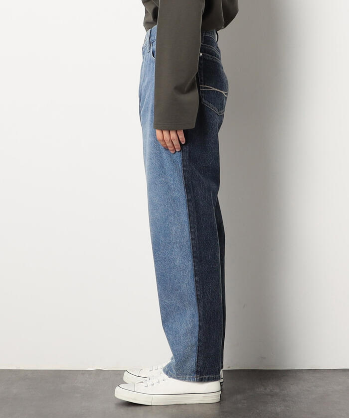 クーポン】【セール 40%OFF】ツートーン デニムテーパードパンツ