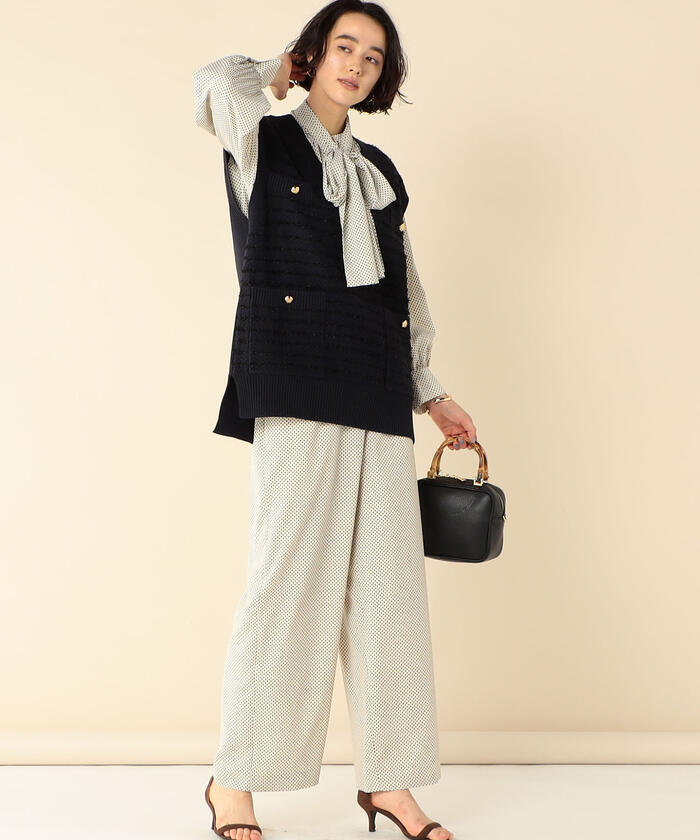 セール 60%OFF】◇【WEB限定】ツイード柄Vネックベスト
