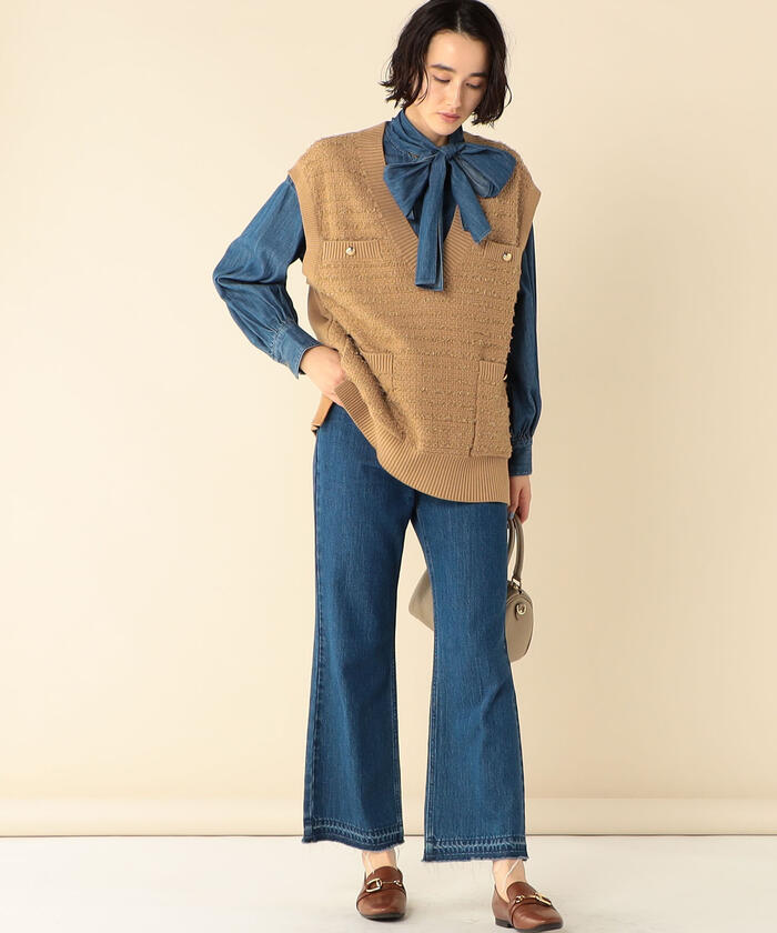 セール 60%OFF】◇【WEB限定】ツイード柄Vネックベスト