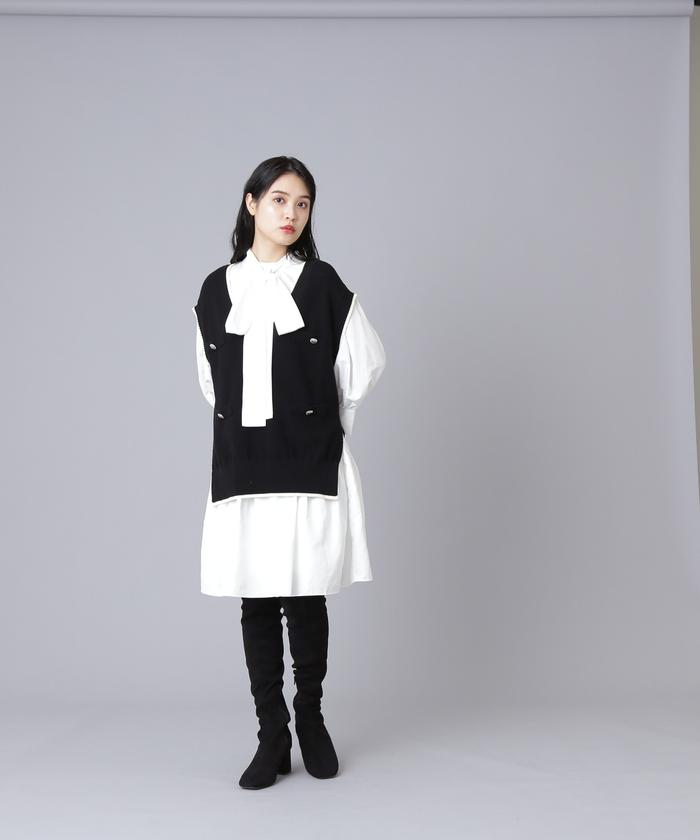 JILL STUART ホワイトニットベスト JILL STUART（ジルスチュアート）の「◇ケイシ―レースカラー