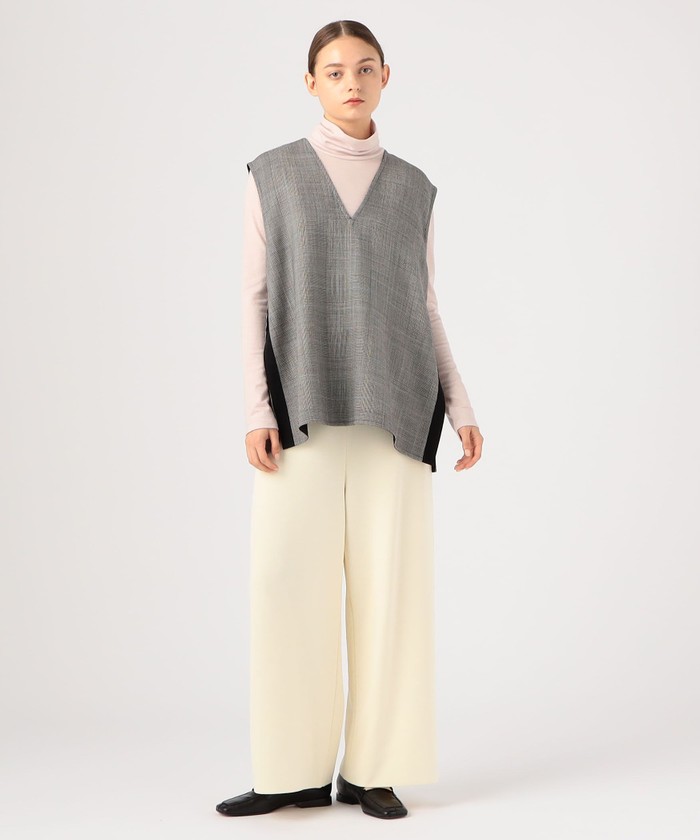 セール 30%OFF】ウールシルクブロックトゥース 4－wayジレ