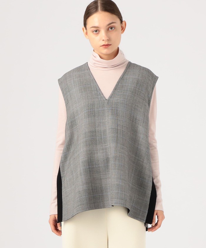 TOMORROWLANDcollection　ウールシルクブロックトゥース ジレ セール 30%OFF】ウールシルクブロックトゥース 4－wayジレ