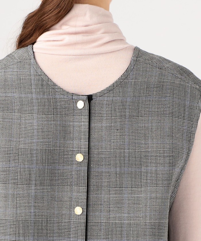 セール 30%OFF】ウールシルクブロックトゥース 4－wayジレ