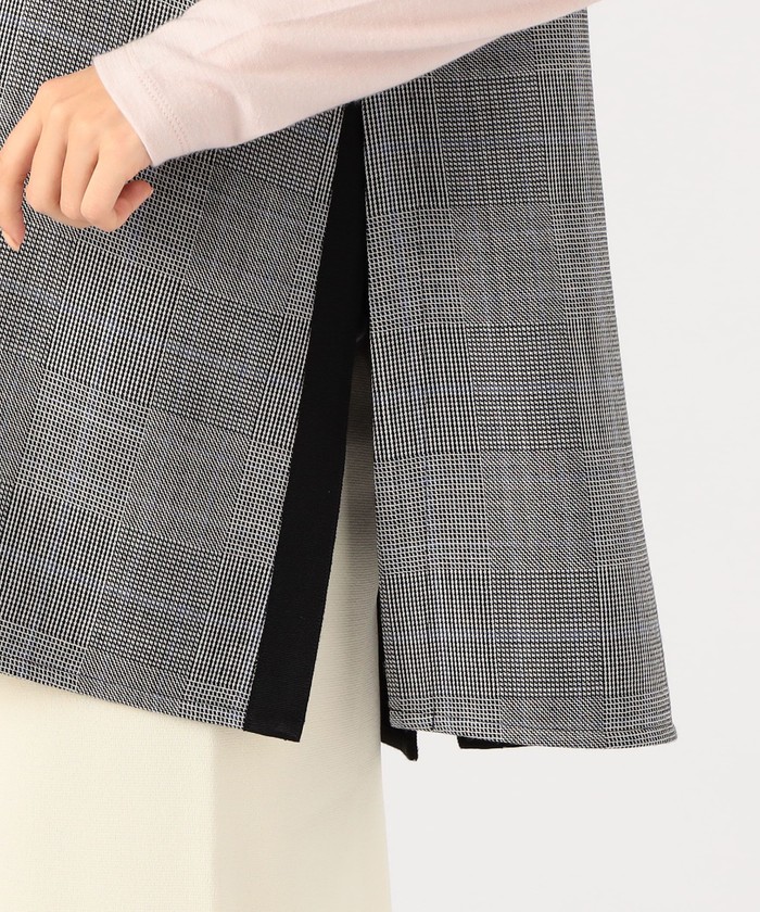 セール 30%OFF】ウールシルクブロックトゥース 4－wayジレ
