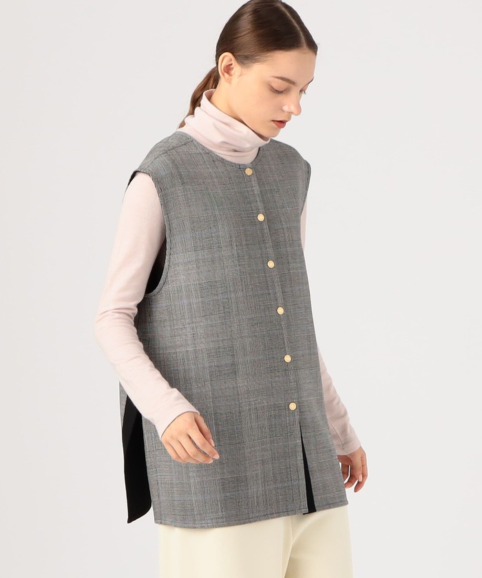 セール 30%OFF】ウールシルクブロックトゥース 4-wayジレ セール 30%OFF】ウールシルクブロックトゥース 4-wayジレ