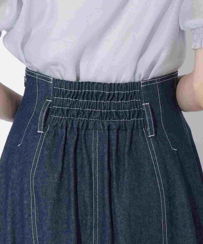 セール 30%OFF】ベルト付きタックボリュームステッチデニム