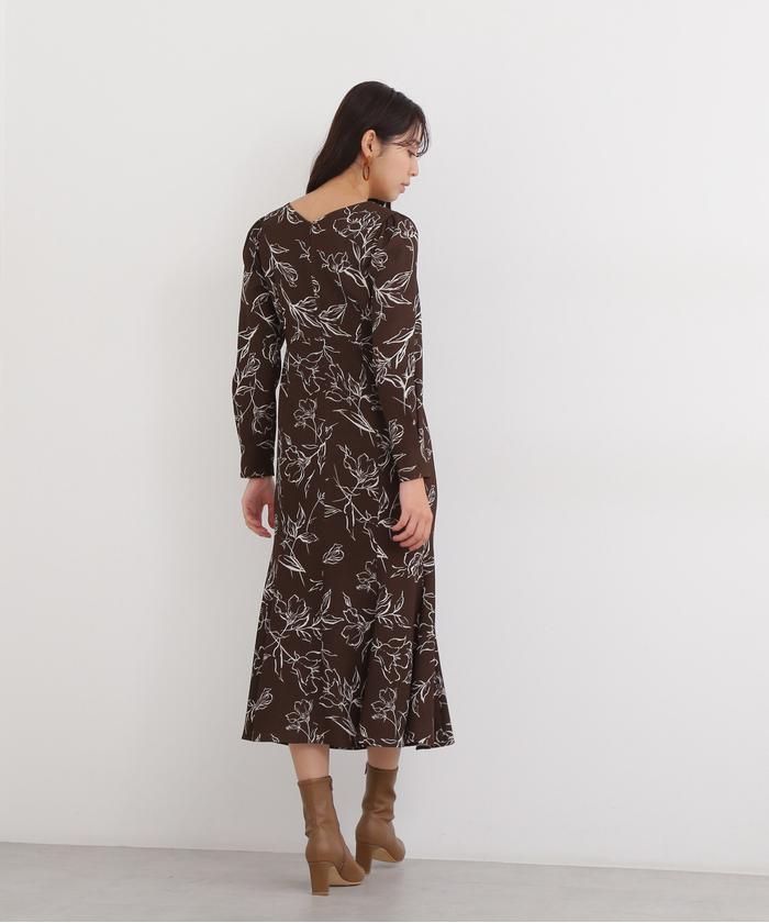 セール 60%OFF】ラインフラワープリントワンピース(504861819