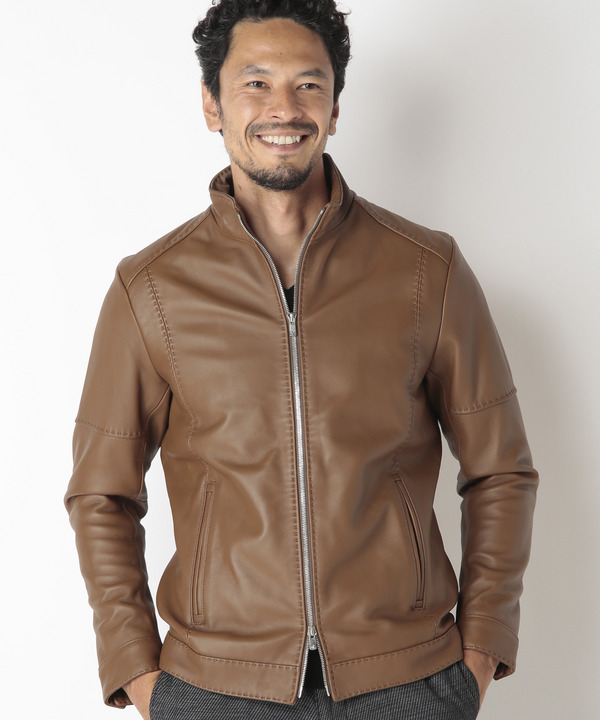 セール 50%OFF】【俳優 渡部篤郎さん着用】ラムレザークローム