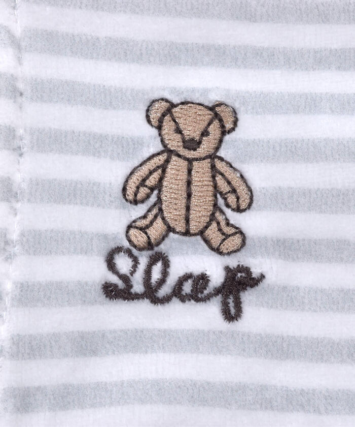 セール】くま アニマル 刺繍 襟 パイル ボーダー ロンパース セール】くま アニマル 刺繍 襟 パイル ボーダー ロンパース