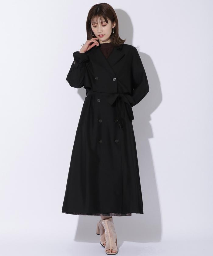 Trinca unplusun / トリンカアンプリュアン黒 トレンチコート 3WAYトレンチコート(504870820) | AND COUTURE(AND COUTURE) - d