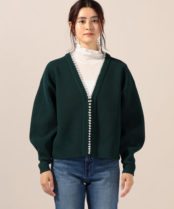 美品 NOLLEY'S ノーリーズ パール 片畦カーディガン ネイビー M セール】パール付片畦カーディガン(504797173) | ノーリーズ