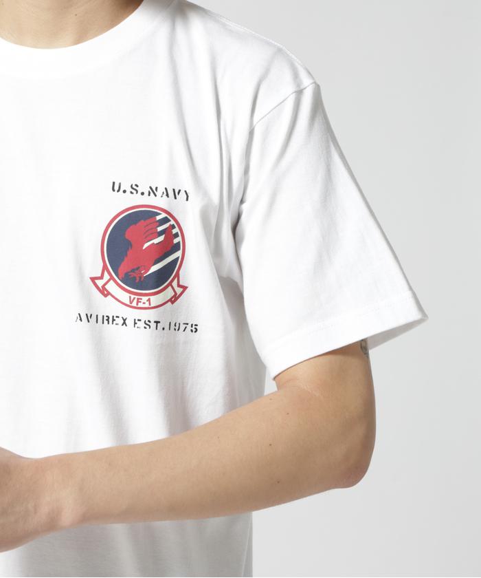 国内発/すぐ届く♪/AVIREX ホワイトランド シリコンタグ Tシャツ AVIREX tシャツ 「WEB＆DEPOT限定」REMODEL DESIGN CREW NECK T
