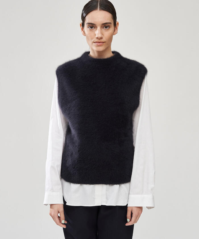 消費税無し PRES(DES DES | クルーネックベスト(504880012) セール】フォックスカシミヤ PRES) fashion d - トップス
