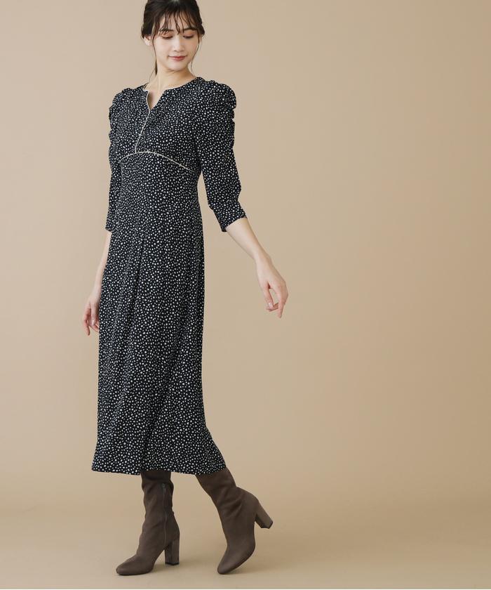 セール 60%OFF】トリミングランダムドットワンピース(504882735