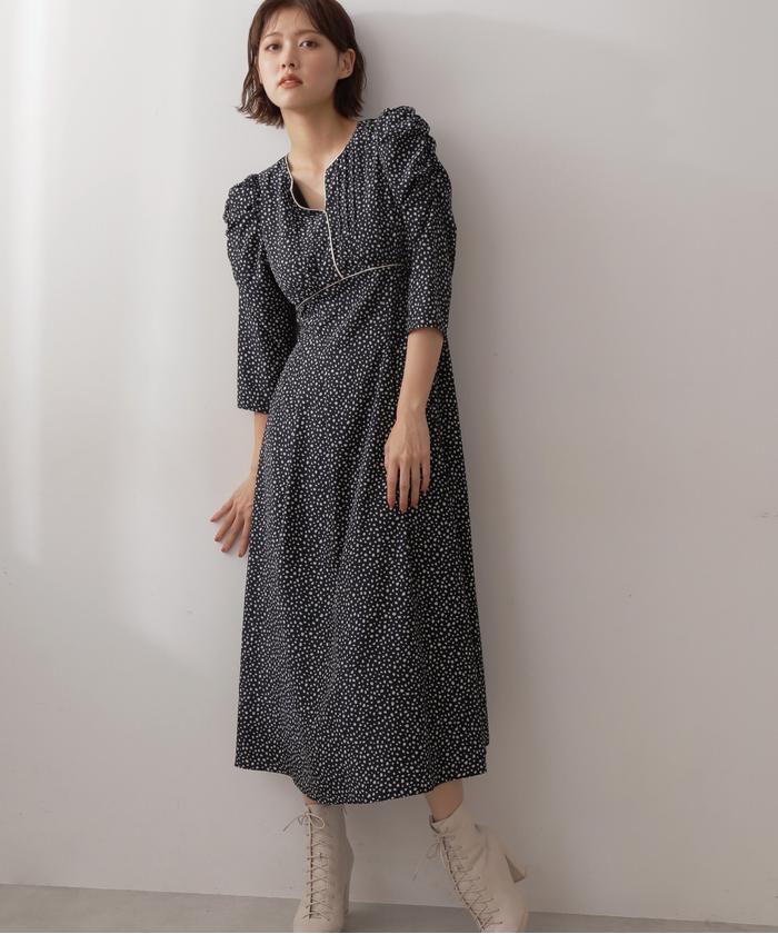 人気!! Self-Portrait ビーズ トリミング ワンピース Nikkei magazine掲載】【ウォッシャブル】トリアセ ワンピース